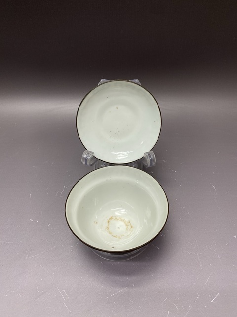 古玩陶瓷清晚期·獅子繡球·青花蓋碗·錦堂福記拍賣，當前價格3680元