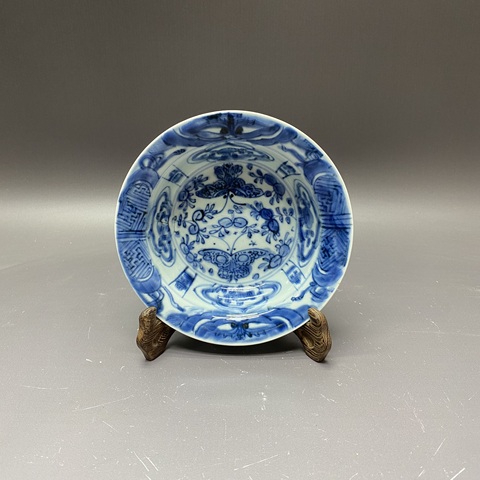 古玩陶瓷明天啟·蝴蝶紋·青花折沿洗拍賣，當前價格2200元