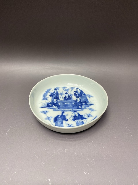 古玩陶瓷竹林七賢青花洗真品鑒賞圖