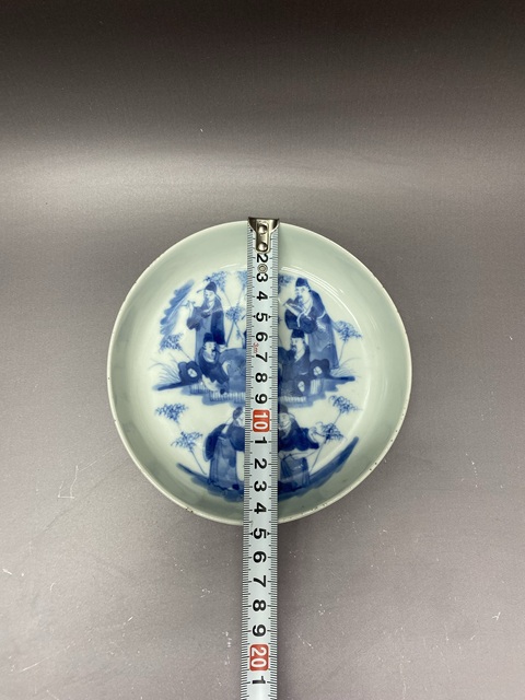 古玩陶瓷竹林七賢青花洗真品鑒賞圖