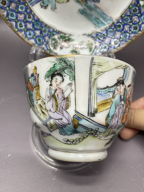 古玩陶瓷清咸豐·大大觀園人物故事·細(xì)路廣彩杯碟拍賣，當(dāng)前價(jià)格2890元