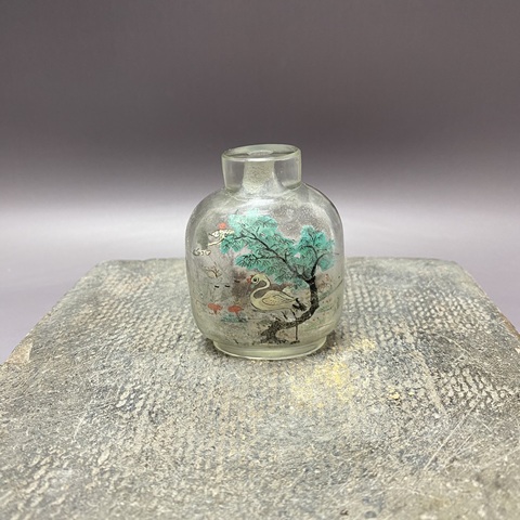 古玩陶瓷松鶴紋鼻煙壺真品鑒賞圖