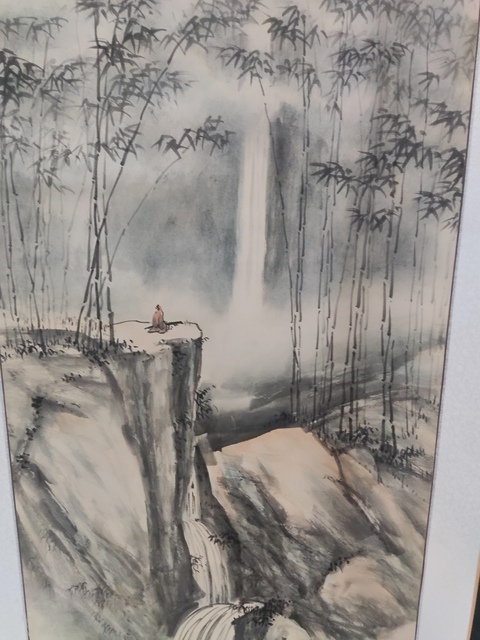古玩字畫原裝原裱河南名家謝英慧 竹石高士圖拍賣,當前價格10元