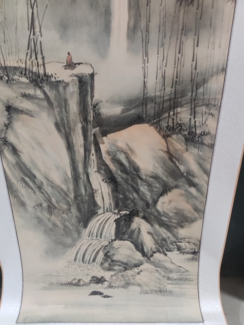 古玩字畫原裝原裱河南名家謝英慧 竹石高士圖拍賣,當前價格10元