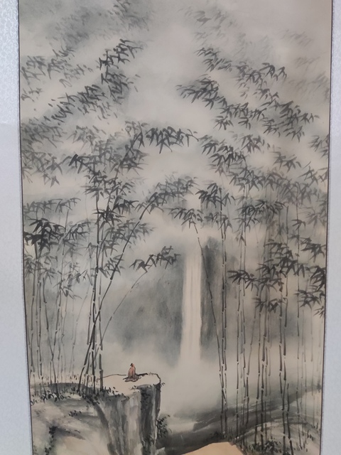 古玩字畫原裝原裱河南名家謝英慧 竹石高士圖拍賣,當前價格10元