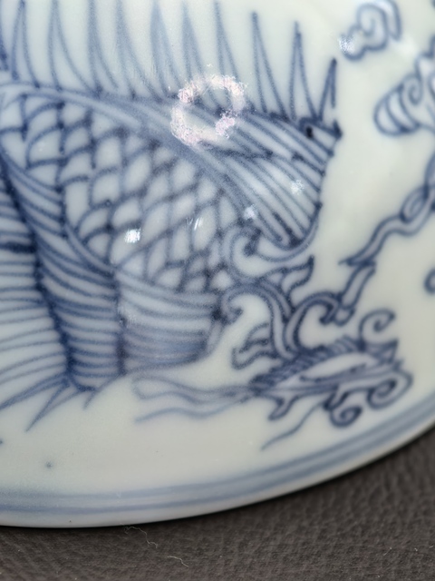 古玩陶瓷青花淡描鳳紋蓮子碗真品鑒賞圖