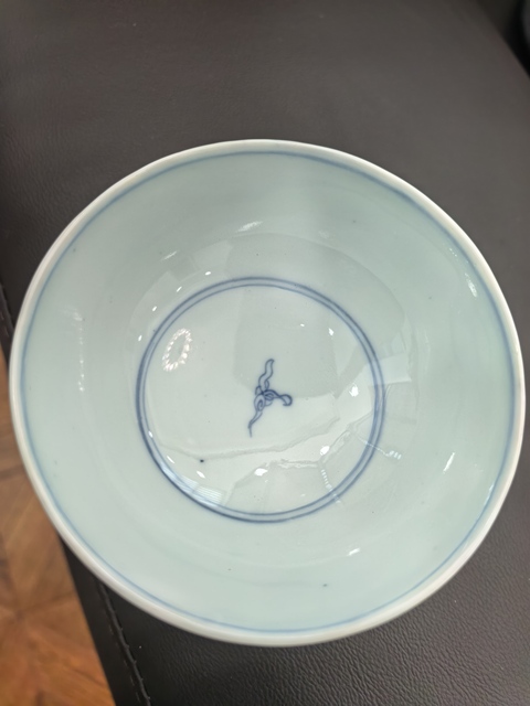 古玩陶瓷青花淡描鳳紋蓮子碗真品鑒賞圖