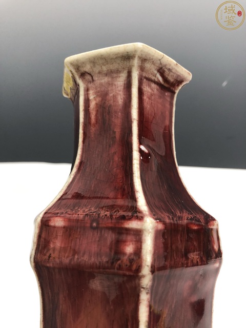 古玩陶瓷清中晚·紅釉六方瓶拍賣，當前價格7200元