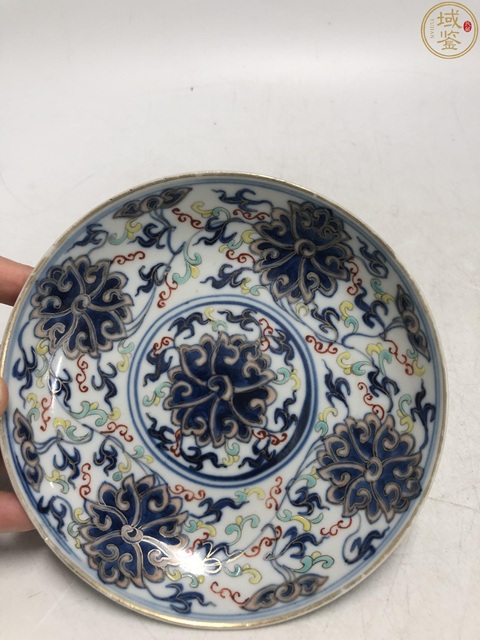 古玩陶瓷光緒·青花加彩纏枝蓮紋盤(pán)拍賣(mài)，當(dāng)前價(jià)格4800元