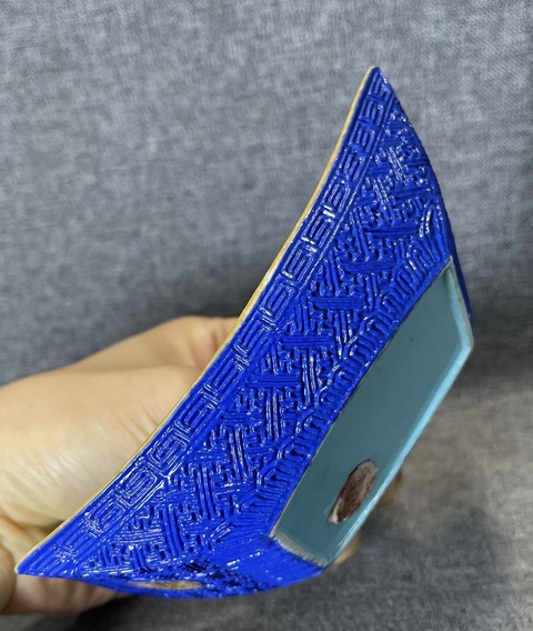 古玩陶瓷清乾隆·仿雕漆藍釉錦地團壽紋茶床拍賣，當前價格4800元