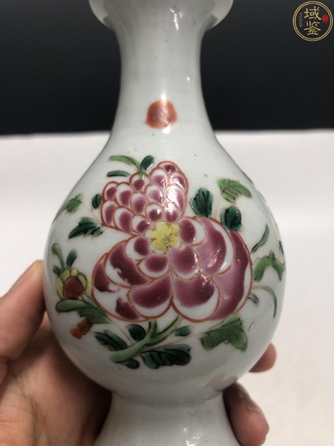 古玩陶瓷雍乾·粉彩花卉紋玉壺春瓶拍賣，當前價格6000元