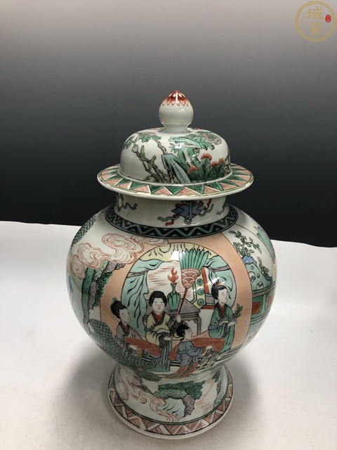 古玩陶瓷晚清·五彩人物故事紋將軍罐拍賣，當(dāng)前價格20000元