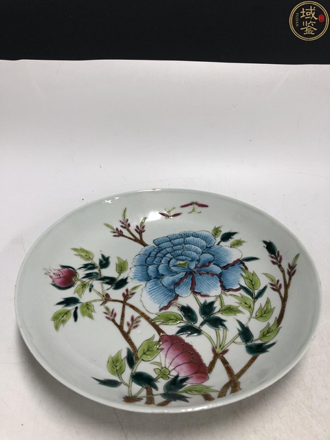 古玩陶瓷清末民初·粉彩花蝶紋盤拍賣，當前價格2800元