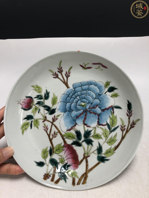 古玩陶瓷清末民初·粉彩花蝶紋盤拍賣，當前價格2800元
