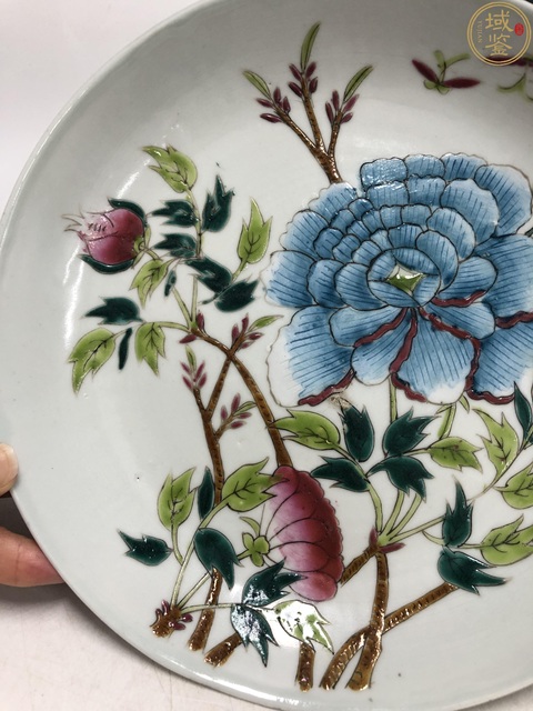 古玩陶瓷清末民初·粉彩花蝶紋盤拍賣，當前價格2800元