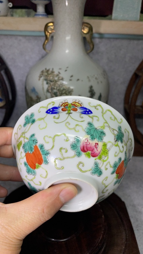 古玩陶瓷民國細(xì)路粉彩瓜瓞綿綿圖碗拍賣，當(dāng)前價(jià)格1899元