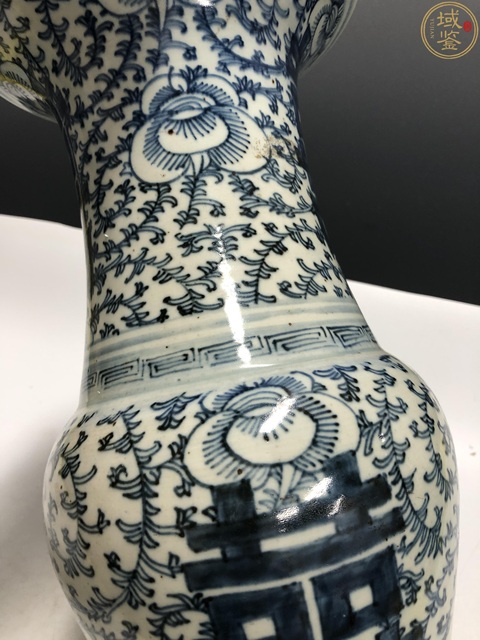 古玩陶瓷清中·青花纏枝喜字紋鳳尾尊拍賣，當前價格6800元
