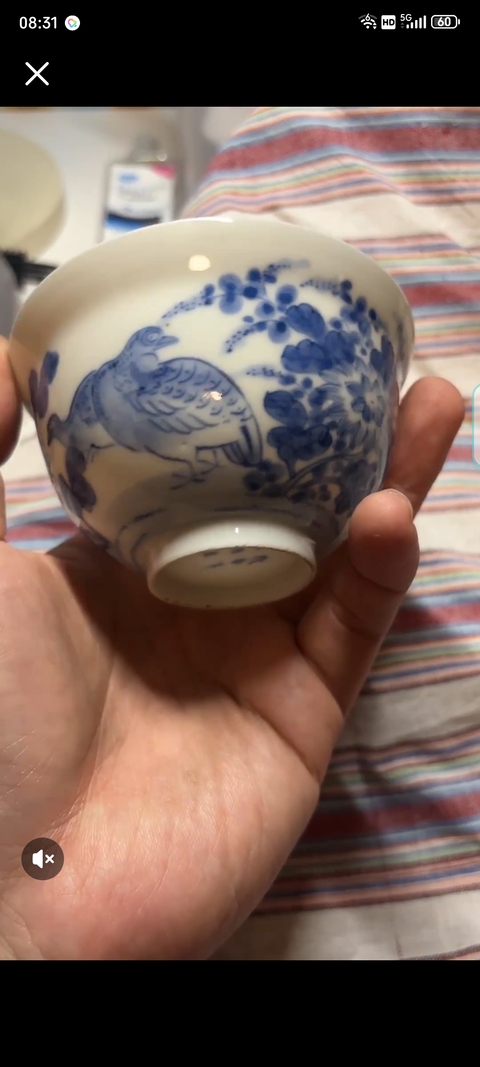 古玩陶瓷青花花鳥紋杯真品鑒賞圖