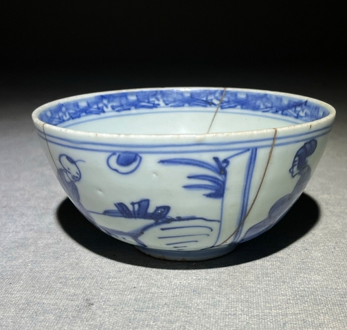 古玩陶瓷青花人物故事碗真品鑒賞圖