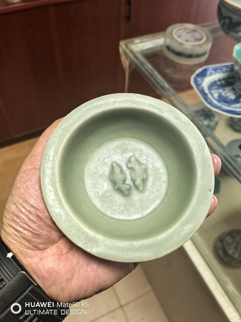 古玩陶瓷南宋龍泉窯雙魚折沿洗拍賣,當前價格17800元