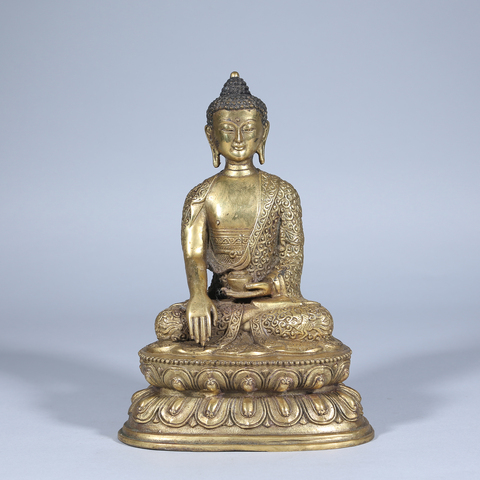 古玩銅器銅藥師佛真品鑒賞圖