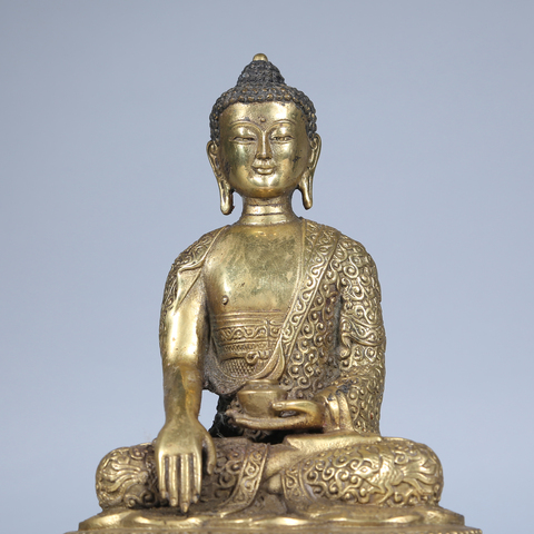 古玩銅器銅藥師佛真品鑒賞圖