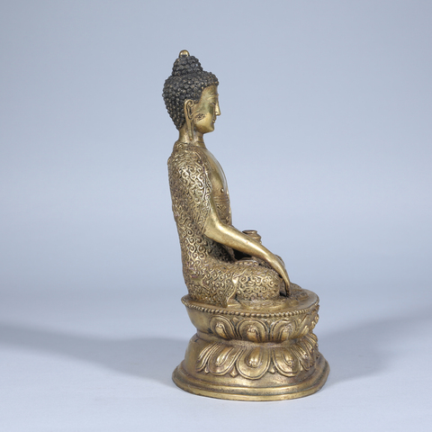 古玩銅器銅藥師佛真品鑒賞圖