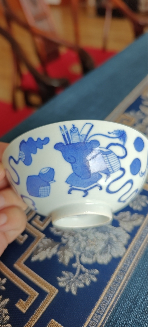 古玩陶瓷博古圖青花碗真品鑒賞圖