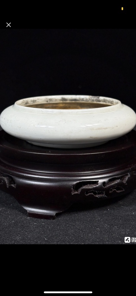 古玩陶瓷白釉鐋鑼洗真品鑒賞圖