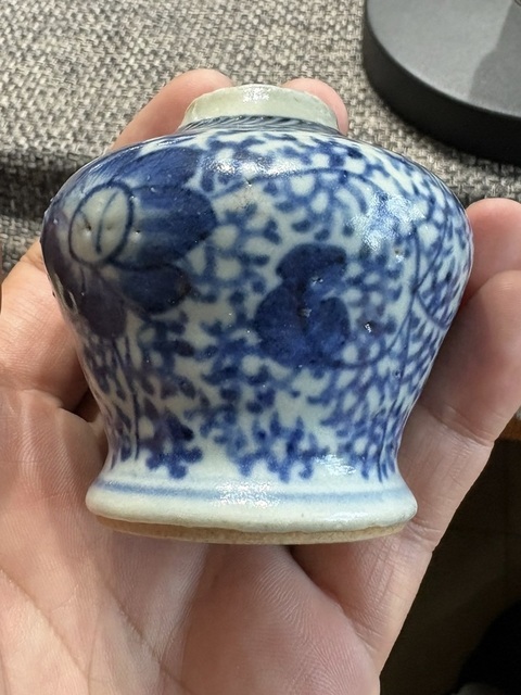 古玩陶瓷青花花卉紋天字罐，疑似復窯真品鑒賞圖