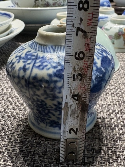 古玩陶瓷青花花卉紋天字罐，疑似復窯真品鑒賞圖