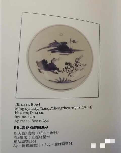 古玩陶瓷明天啟\崇禎 青花雙駿圖洗子拍賣,當(dāng)前價(jià)格8888元