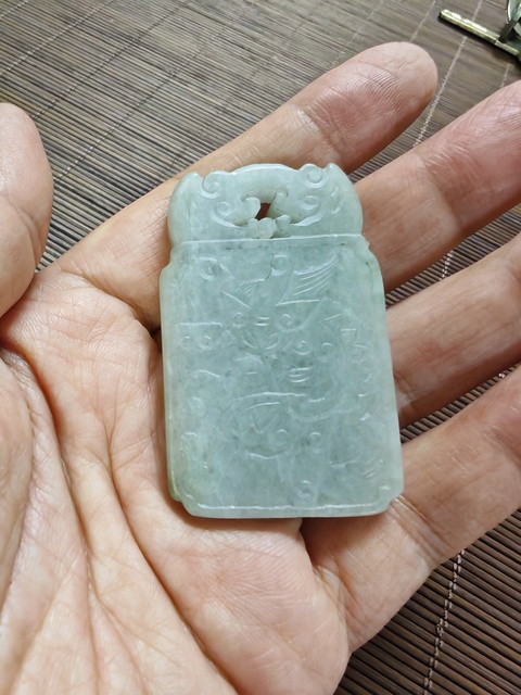 古玩玉器翡翠雕“福壽牌”真品鑒賞圖