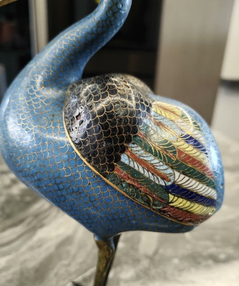 古玩銅器景泰藍(lán)鶴真品鑒賞圖