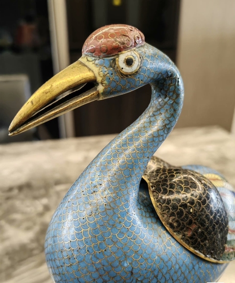 古玩銅器景泰藍(lán)鶴真品鑒賞圖