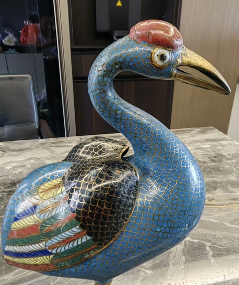 古玩銅器景泰藍(lán)鶴真品鑒賞圖