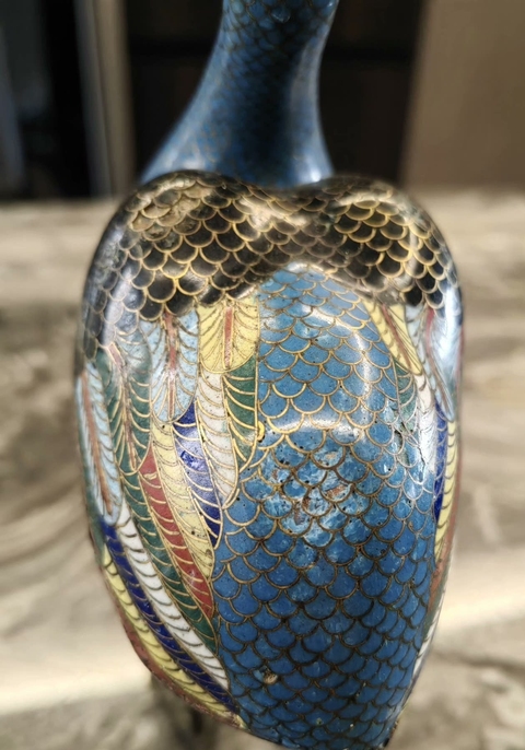 古玩銅器景泰藍(lán)鶴真品鑒賞圖