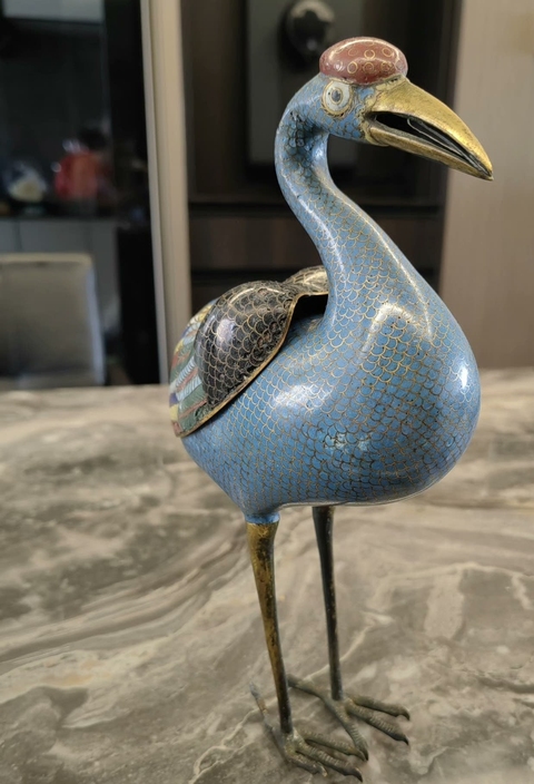 古玩銅器景泰藍(lán)鶴真品鑒賞圖