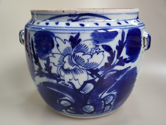 古玩陶瓷青花花卉紋粥罐真品鑒賞圖