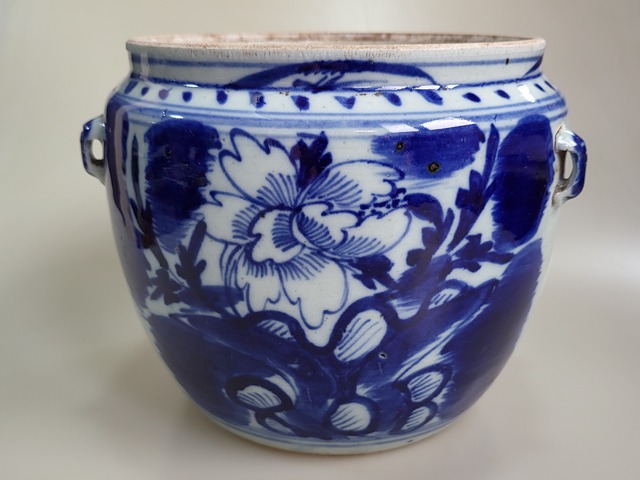 古玩陶瓷青花花卉紋粥罐真品鑒賞圖