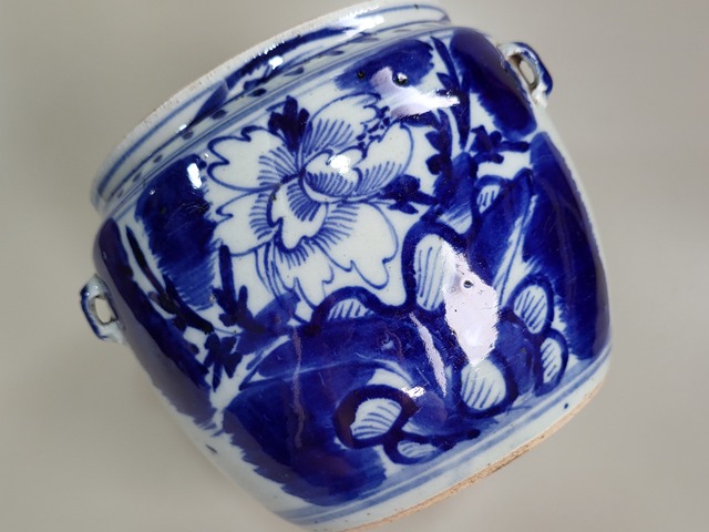 古玩陶瓷青花花卉紋粥罐真品鑒賞圖