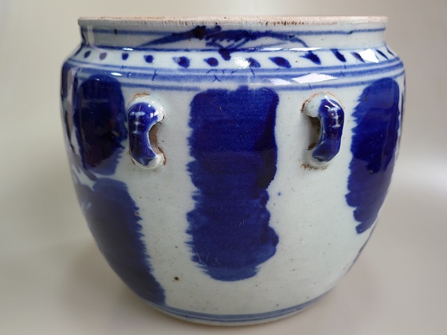 古玩陶瓷青花花卉紋粥罐真品鑒賞圖