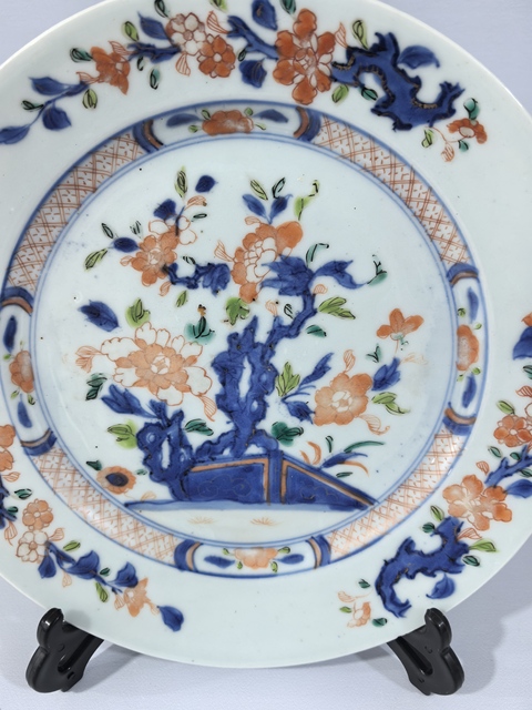 古玩陶瓷康熙青花礬紅描金賞盤真品鑒賞圖