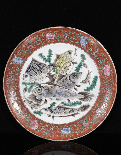 古玩陶瓷魚藻紋盤真品鑒賞圖