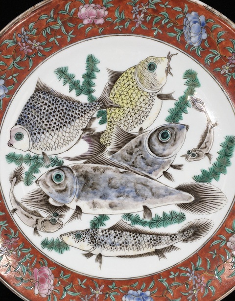 古玩陶瓷魚藻紋盤真品鑒賞圖
