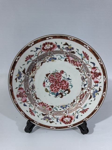 古玩陶瓷雍正粉彩花卉賞盤真品鑒賞圖