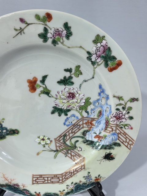 古玩陶瓷雍乾粉彩仙鶴賞盤真品鑒賞圖