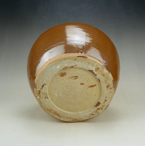 古玩陶瓷精品:明晚期耀州窯紫金釉弦紋撇口瓶拍賣,當前價格108元