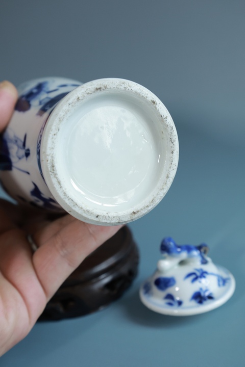 古玩陶瓷青花市井人物雞腿瓶真品鑒賞圖
