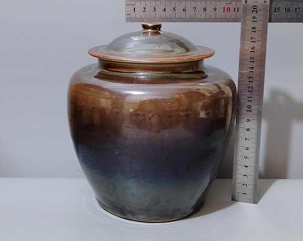 古玩陶瓷明代白胎窯變釉蓋罐拍賣，當前價格228元